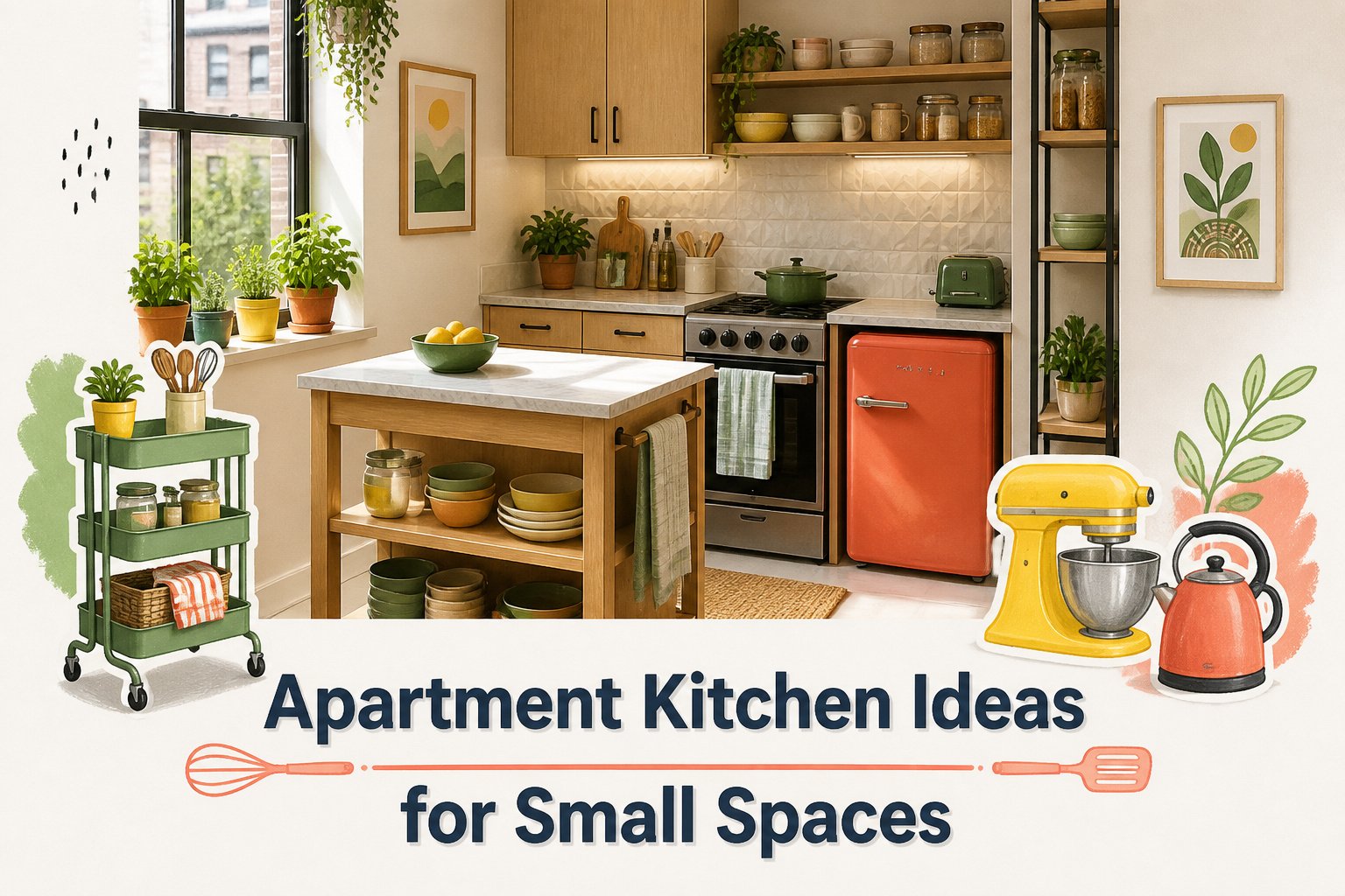 A kitchen with open shelving displaying white dishware and glassware.