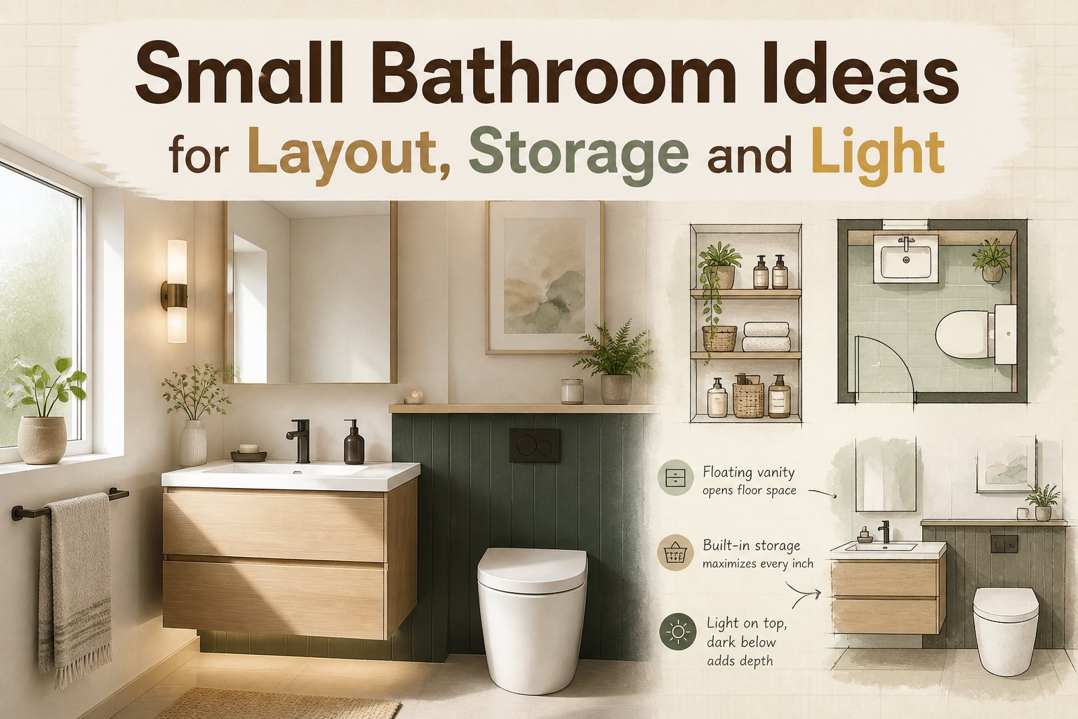 A collection of small bathroom ideas showcasing various design elements.